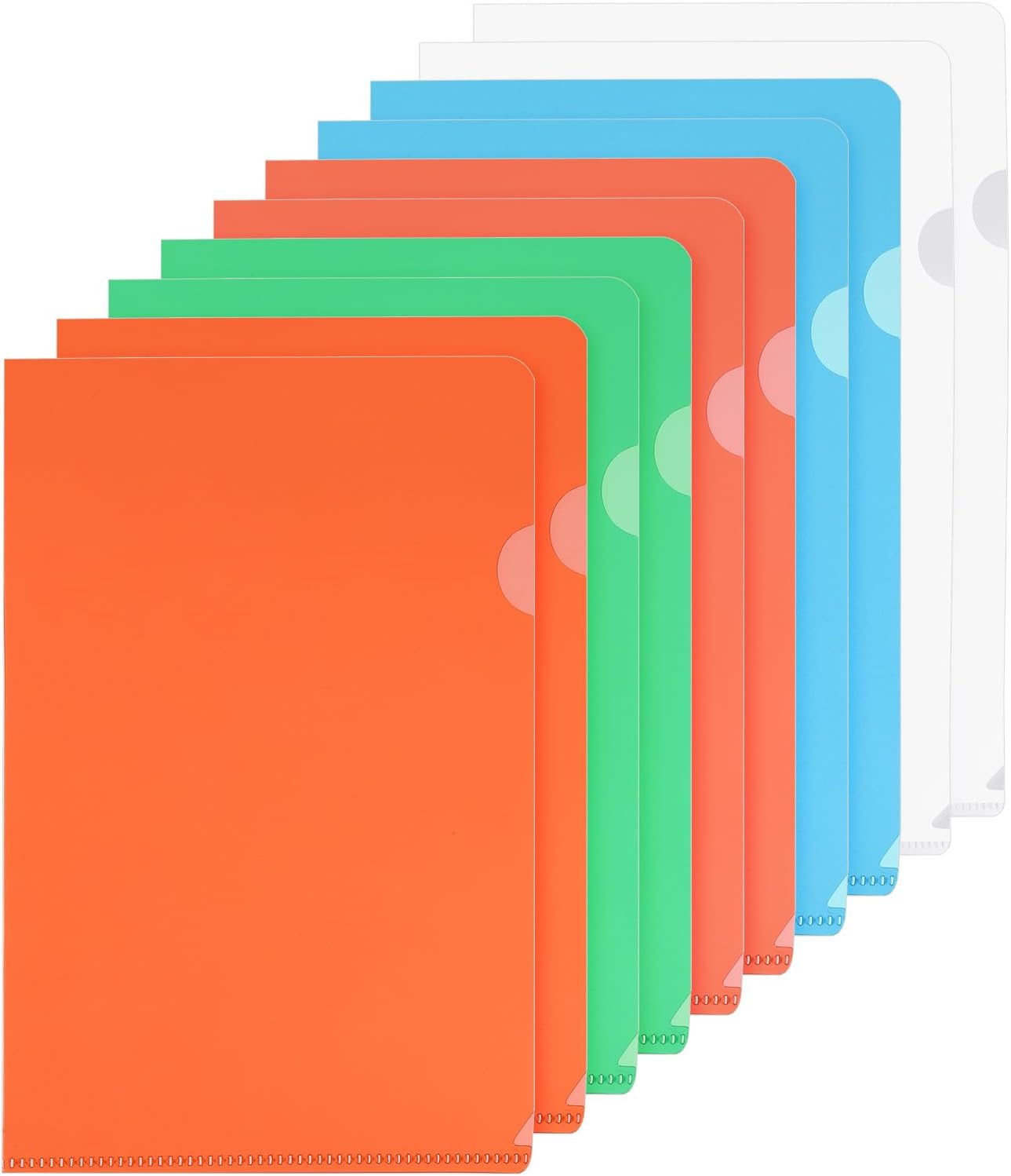 PATIKIL L Type Folders 50 Pack A4 Plastic File Project Pockets Clear Paper Document Jacket Sleeves for Office, Orange