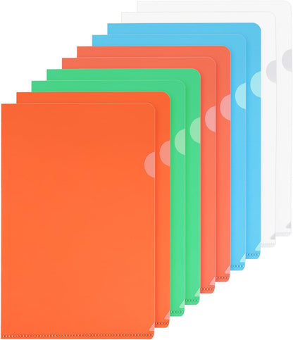 PATIKIL L Type Folders 50 Pack A4 Plastic File Project Pockets Clear Paper Document Jacket Sleeves for Office, Orange