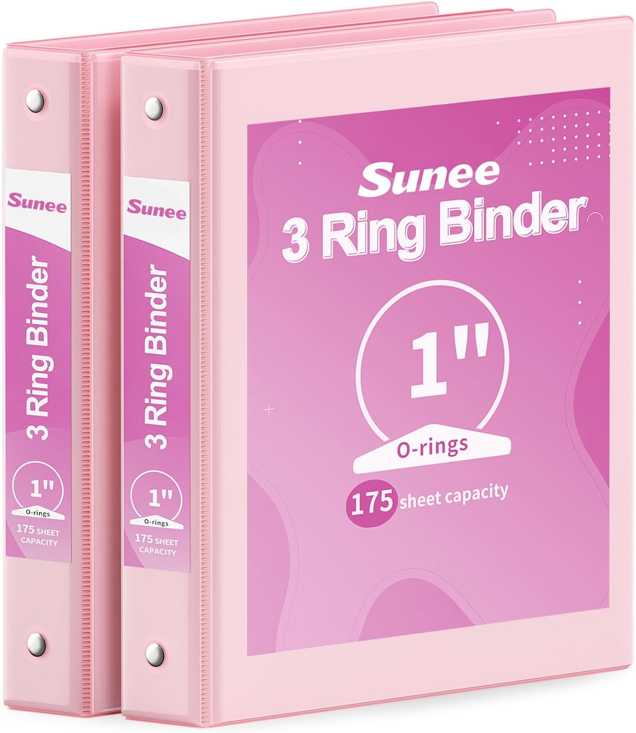 SUNEE 3 Ring Binder 3 Inch 2 Pack, Clear View Binder Three Ring PVC-Free (Fit 8.5x11 Inches) for School or Office Supplies, Pink
