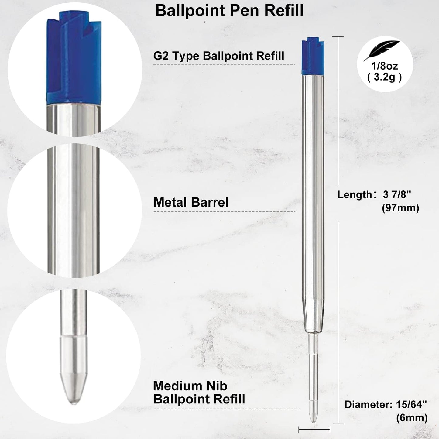 Black Ink Pen Refills Ballpoint Black, 12 Pack Ballpoint Pen Refills Medium Point 1.0mm Tip Smooth Writing Pen Refill (12 Black)