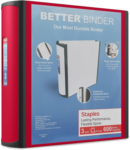 Staples Better Binder 2-Inch D-Ring View Binder, Reinforced Spine, Holds Up to 540 Sheets, Teal, for Office & School