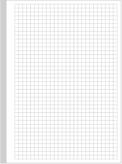 A5 Grid Refill Paper, 6-Hole Graph Paper, 100Sheets / 200Pages Loose-Leaf Grid Paper, 100gsm White Paper, 5.8" x 8.3 "