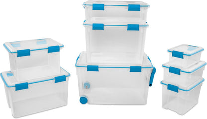Sterilite 4-Pack Gasket Box, Weather-Resistant Storage Bins with Latching Lids, 32 Quart - Heavy-Duty Organizing Containers for Closet, Bathroom, and Office