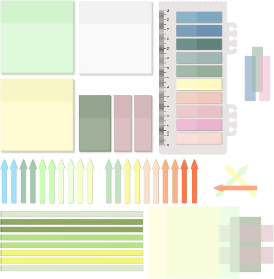 1100 Sheets Transparent Sticky Notes, Clear Book Tabs and See Through Arrow Page Markers, Writable Annotation Index Flags Tapes for School Office Supplies (Vintage)