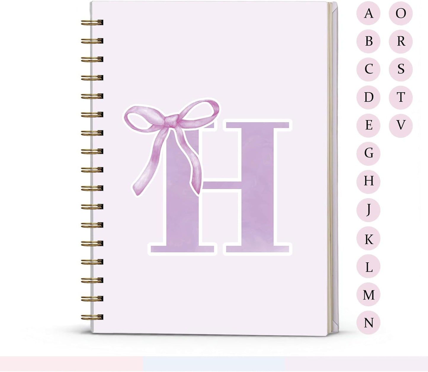 Blue Bow Journal Notebook for Girls,Initial H Journals Personalized Diary Gifts for Teen Girl Kids,Monogrammed Gifts for Women,Trendy Coquette Cute Hardcover Spiral Notebook 5.5 x 8.3 - Colors A