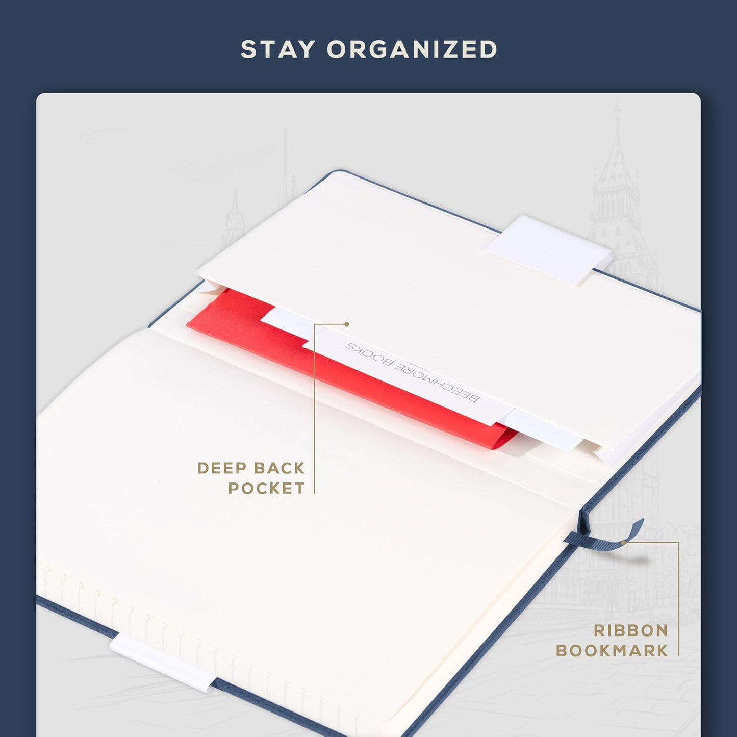 BEECHMORE BOOKS Large Lined Journal Notebook, 8.5" x 11.5" (A4) Hardcover Vegan Leather Executive Diary for Work, Thick 120gsm Paper, Lay-Flat Binding, Gift Box