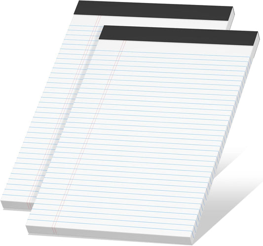 6 Pack Legal Pads 8.5 x 11 College Ruled Notepads, White Note Pads 8.5'' x 11'' Writing Pads Narrow Ruled Lined Paper Pads, 30 Sheets Per Note Pad, Legal Notepads for Work Study Daily Note Taking List