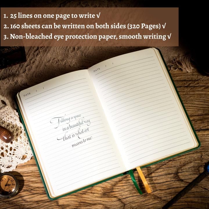 CAGIE 320 Pages Thick Hardcover Journaling Notebooks Vintage Leather Journal for Women Men A5 College Ruled Journals for Writing with Gift Box, 5.7 x 8.3 in, Blue
