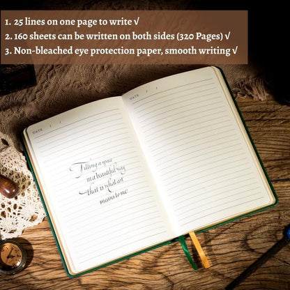 CAGIE 320 Pages Thick Hardcover Journaling Notebooks Vintage Leather Journal for Women Men A5 College Ruled Journals for Writing with Gift Box, 5.7 x 8.3 in, Blue