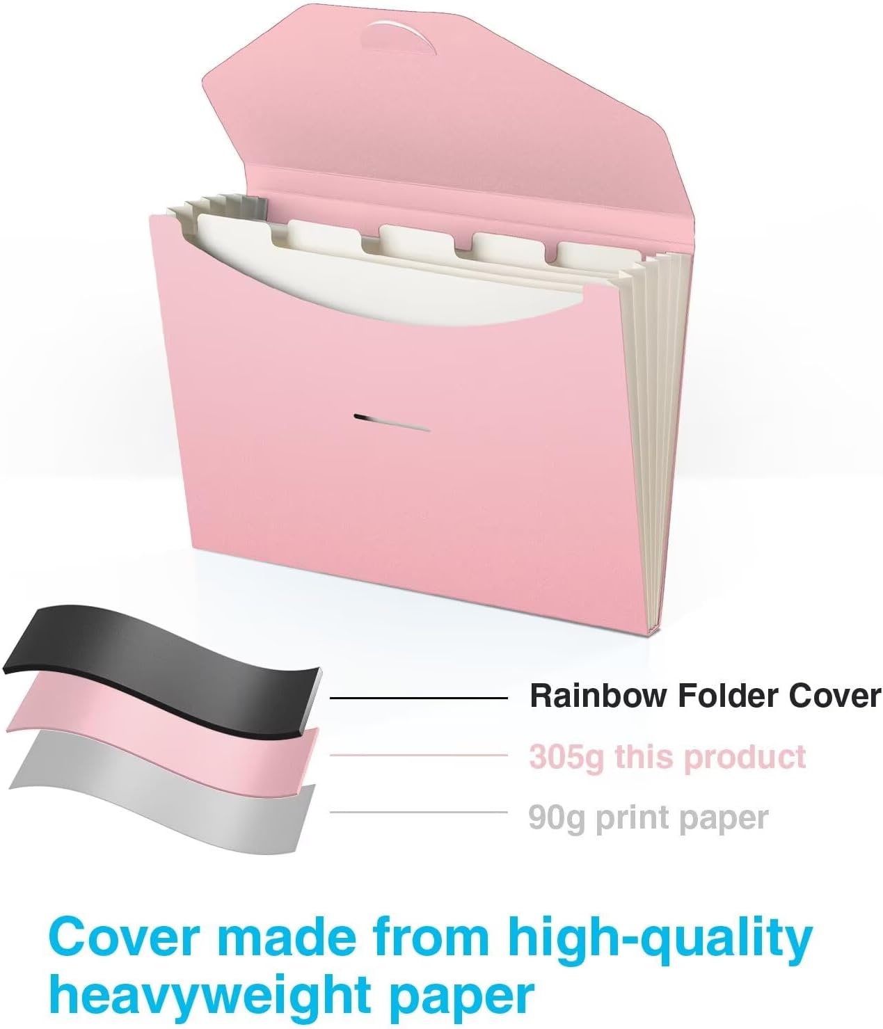 Blue Lake ECOLIFE Recyclable Paper 6-Pockets Expanding File Document Folder Plastic Free, Accordian File Organizer - A4 Letter Size, 200 Sheet Capacity for School, Office, Home Ruby