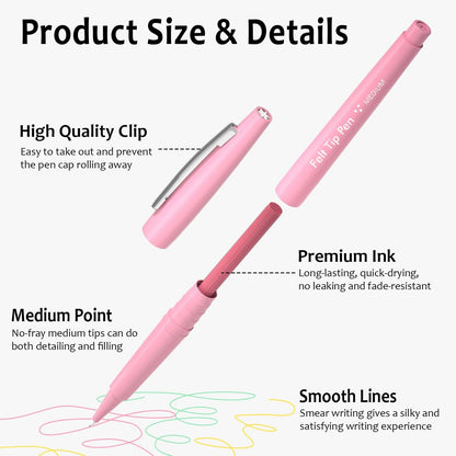 Lelix Felt Tip Pens, 30 Black Pack, 0.7mm Medium Point, Felt Tip Markers Pens for Journaling, Writing, Note Taking, Planner, Perfect for School Office and Art Supplies