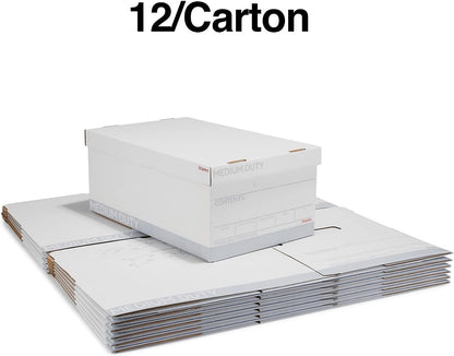 STAPLES Corrugated File Box Lift Off Lid, Letter/Legal Size, White/Black, 10/Pack