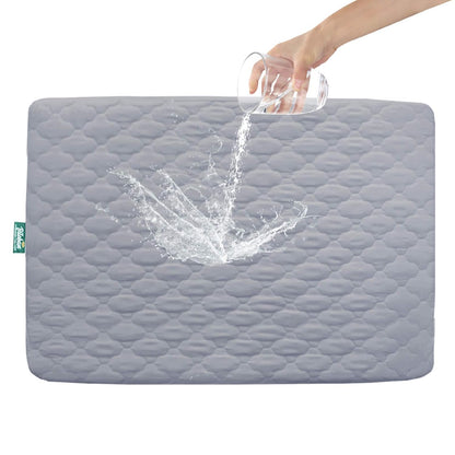 Crib Mattress Protector Sheets Fitted Waterproof Crib Mattress Pad Cover, Noiseless & Machine Wash 100% Absorbent Crib/Toddler Mattress Protector Sheet Quilted, White, 52" x 28"