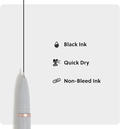 U Brands Catalina Felt Tip Pens, Set of 3, Classic Designs with Rose Gold Hardware, Medium (0.7 mm) Point, Black Ink