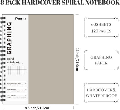Lined Notebook Spiral Notebook 8.5" x 11"-4 Pack Large Journal Hardcover Notebook 7mm College Ruled Notebook 120 Pages 100 GSM Thick Hardcover Journal for School (LINED, Mult-color)
