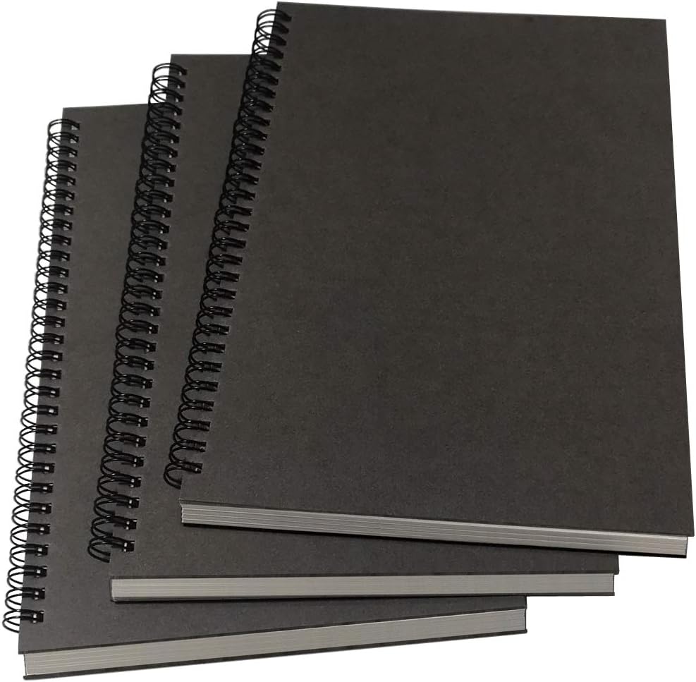 YUREE B5 Spiral Notebook/Spiral Journal Unruled, 100gsm Thick Blank Paper & Hard Kraft Cover, 65 Sheets (130 Pages), 3-Pack, 10.5" x 7.2", Blue
