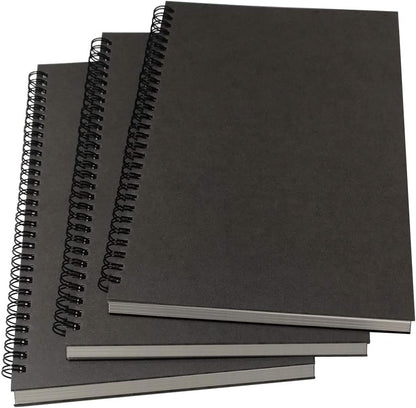 YUREE B5 Spiral Notebook/Spiral Journal Unruled, 100gsm Thick Blank Paper & Hard Kraft Cover, 65 Sheets (130 Pages), 3-Pack, 10.5" x 7.2", Blue