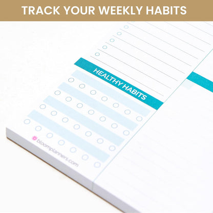 bloom daily planners Horizontal Weekly Tear-Off To Do List Planning Pad - Undated Notepad Organizer & Healthy Habit Tracker - 8.5” x 11” - Floral