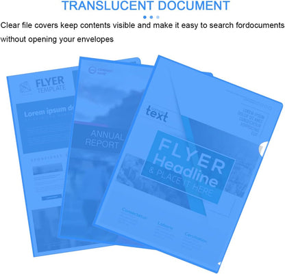 30 PCS A4 Plastic Folder, Clear Document Folder, Transparent File Pocket Project Report Covers Suitable for School Office Use(Green)