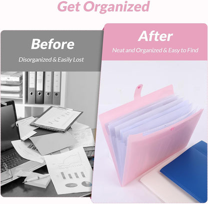 SKYDUE Accordion File Organizer, Expanding File Folder with 8 Pockets, Portable Document Paper Receipt Organizer, Letter/A4 Size Filing Folder School Office Supplies Black
