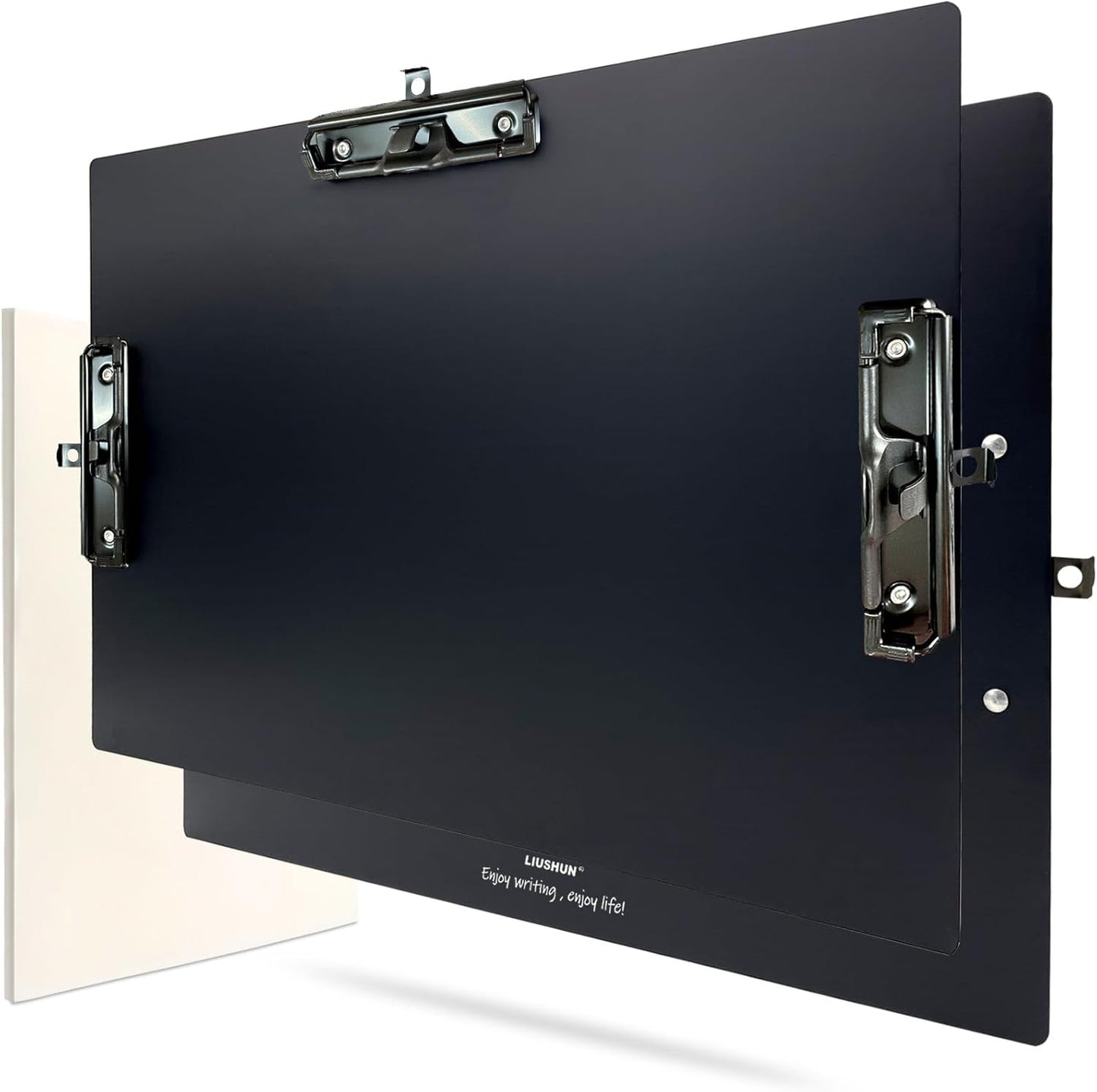 Three Clip Aluminum 11x17 Clipboard Metal Stainless Hangable Clipboards Art Pen Holder Extra Large Clip Board for Business Medical Professionals Workshop (Silver, A3-3Clip)