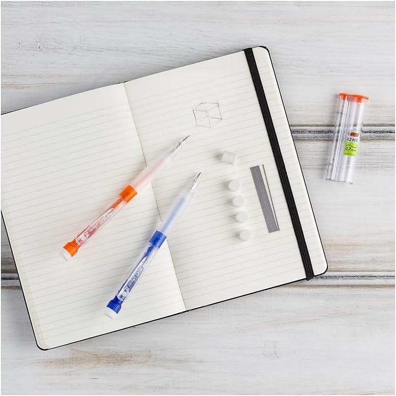 BIC Velocity Max Mechanical Pencils, With Colorful Barrel, Medium Point (0.7mm), 2-Count Pack Mechanical Pencils With Erasers and Lead Refills