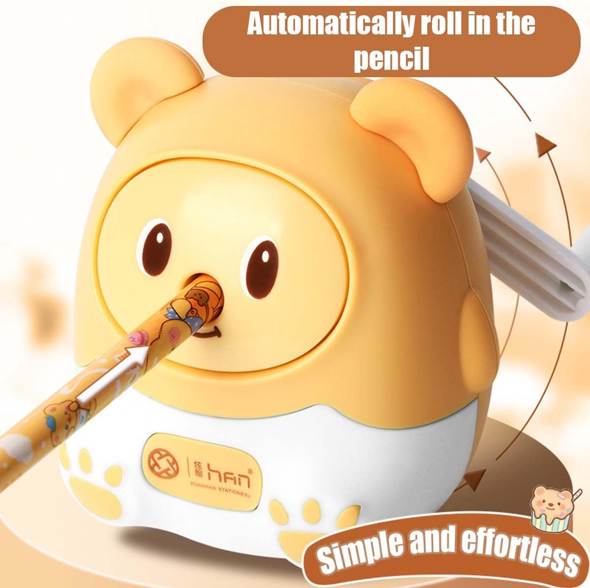Pencil Sharpener Students Creative Children's Primary School Pencil Sharpener, Portable mini (Little Bear)