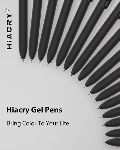 Hiacry 8 Pcs Gel Pens - 0.7mm Fine Point Smooth Writing Black Ink, Quick-Dry Long Lasting Fidge Pens, School & Office Supplies for Men Women