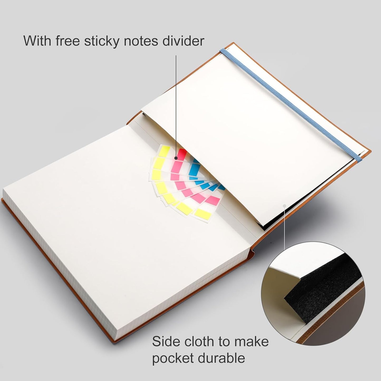 AHGXG Graph Paper Notebook - Grid Paper Notebook Large A4 8.5''×11'', 320 Pages Thick Journal, 100gsm Thick Graph Paper, Leather Softcover, Inner Pocket - Black