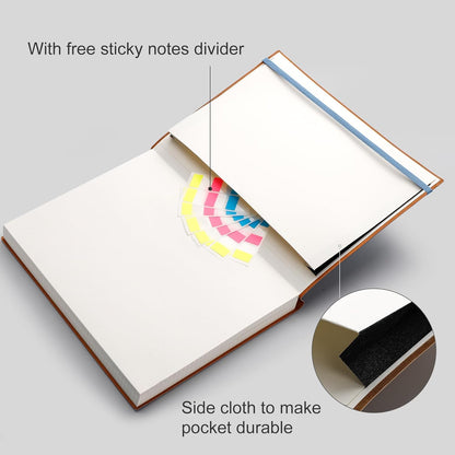 AHGXG Graph Paper Notebook - Grid Paper Notebook Large A4 8.5''×11'', 320 Pages Thick Journal, 100gsm Thick Graph Paper, Leather Softcover, Inner Pocket - Black