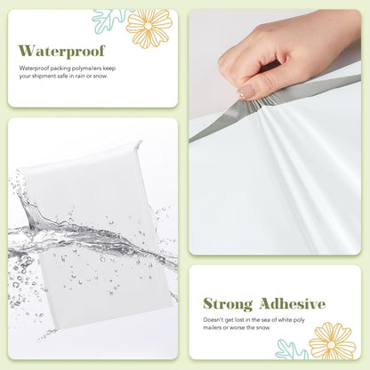 Fuxury Poly Mailers 10x13 Inch 100 Pack,Shipping Bags for Clothing,Strong Adhesive Mailing Envelopes,Heavy Duty Self Seal Plastic Postal Return Package Bags for Books Accessories Business,White