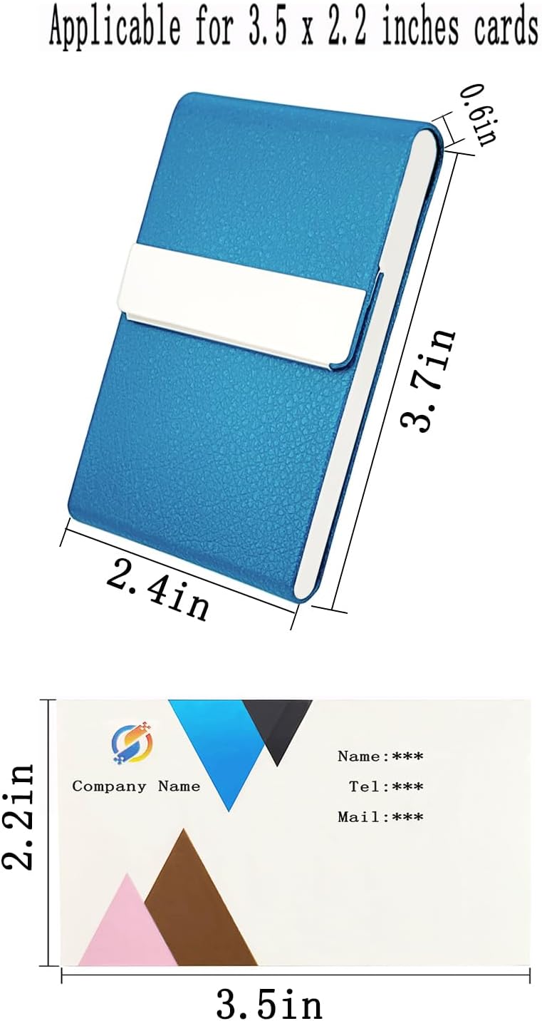 Business Card Holder with Ultra Slim Design,Business Card Case with Premium PU Leather,Suit Pocket Metal Card Holder for Women/Men,Professional Name Card Holder with Magnetic Shut (Black1)