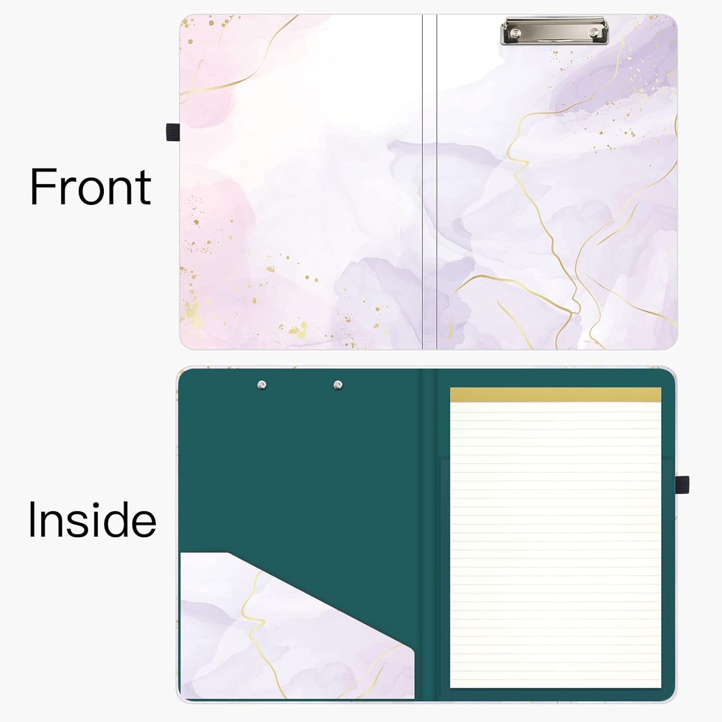 Hongri Clipboard Folio with Refillable Lined Notepad and Interior Storage Pocket for Students, Classroom, Office, Women, Man, Cute Custom Pattern, Size 12.8 x 9.2 in, Classic Flower