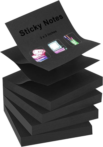 ZCZN 400 Sheets Pop-up Sticky Notes, 3 x 3 Inches, 4 Pads Bright Color Self-Stick Notes, 100 Sheets/Pad, Pink