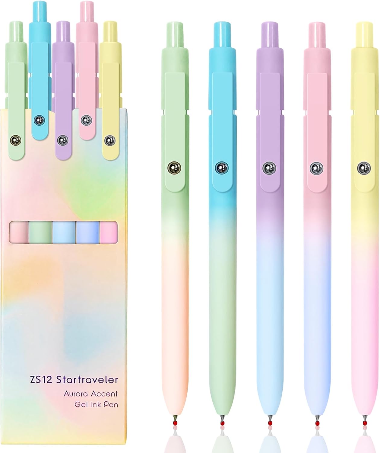 YOXMJDB Gel Pens, 5 Pcs Medium Point Smooth Writing Pens Cute Pens for Women, High-End Series 0.7mm Black Ink Pens for Journaling Note Taking, School Office Supplies (5 Pcs Gradient Morandi)