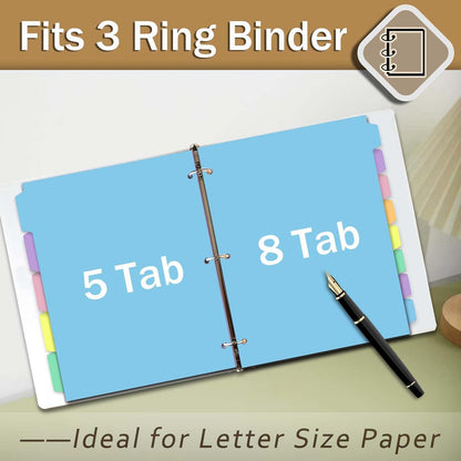 Cute 5 Tab Binder Dividers with Tabs, Write&Erase Plastic Dividers for 3 Ring Binder, Multicolor, Ring Binder Dividers with Tabs for School Office,6 Sets(30pcs)