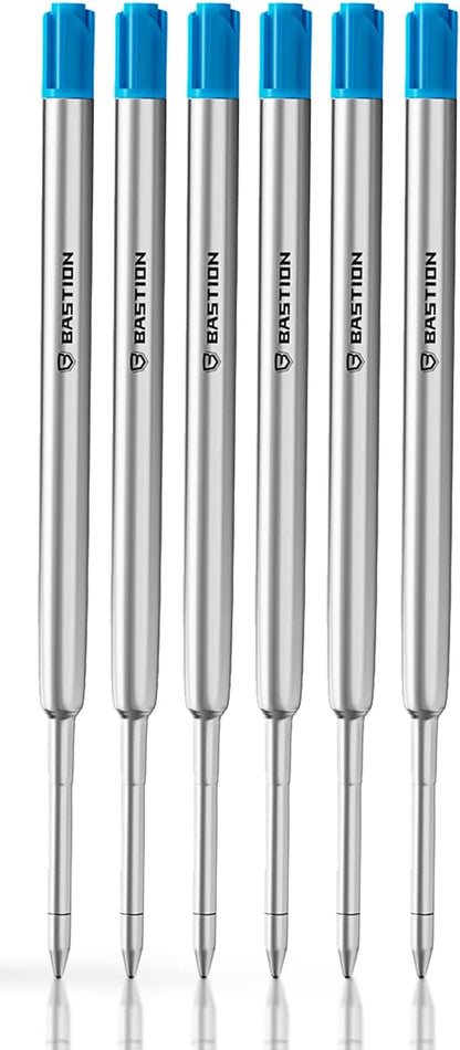BASTION Pen Refill Ballpoint Blue | Replacement for All Bastion Bolt Action Pens | Standard Pen Ink Refills Cartridge (Blue 6 pc)