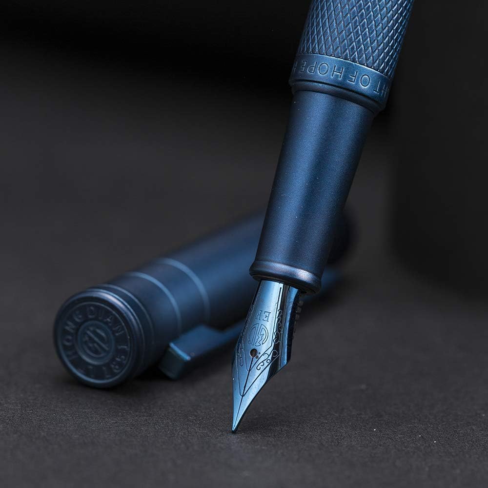 Hongdian Matte Black Forest Rollerball Pen with Schmidt Black Ink Refill, Classic Design with Metal Case for Business Signature