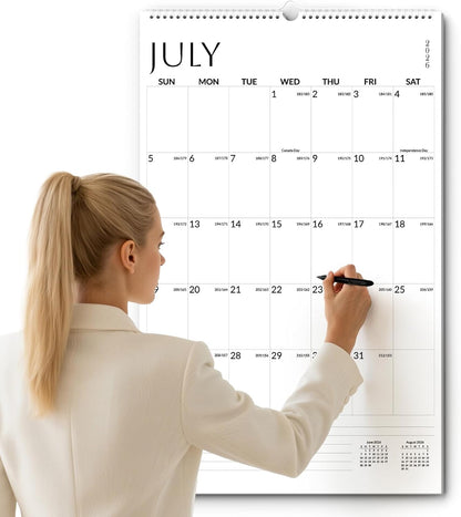 SUNEE 2026 Wall Calendar Large 22.75"x15.5", 21 Month Calendar (Ends December 2027), Vertical Extra Large, Seasons Color