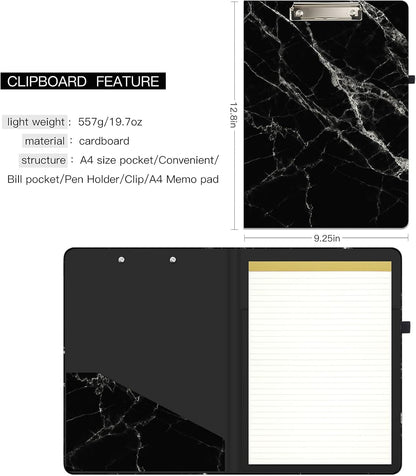 Hongri Clipboard Folio with Refillable Lined Notepad and Interior Storage Pocket for Students, Classroom, Office, Women, Man, Cute Custom Pattern, Size 12.8 x 9.2 in, Classic Flower