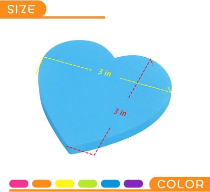 SIMONA Heart Shape Sticky Notes 8 Color Bright Colorful Sticky Pad 75 Sheets/Pad Self-Sticky Note Pads