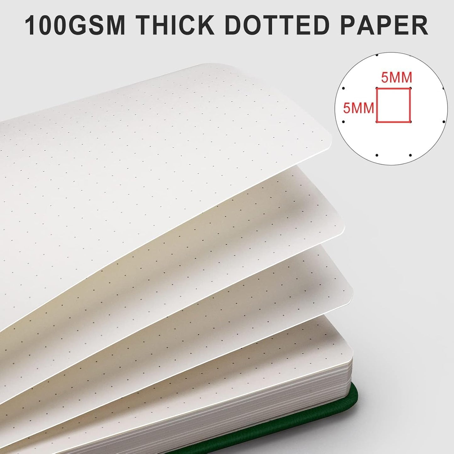 AHGXG Graph Paper Notebook - Grid Paper Notebook Large A4 8.5''×11'', 320 Pages Thick Journal, 100gsm Thick Graph Paper, Leather Softcover, Inner Pocket - Black