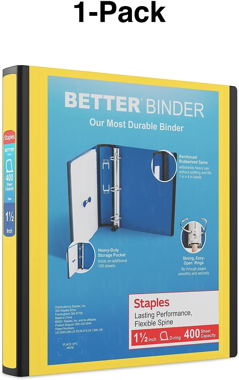 Staples Better Binder 2-Inch D-Ring View Binder, Reinforced Spine, Holds Up to 540 Sheets, Teal, for Office & School