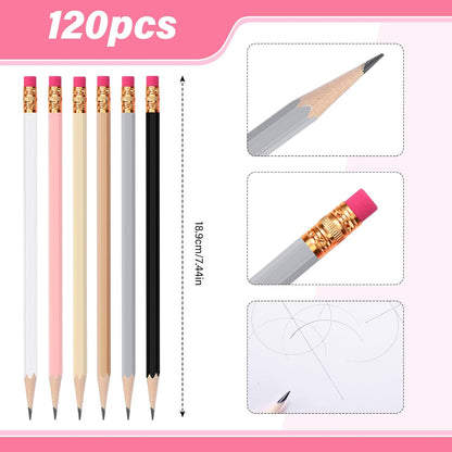 TecUnite 120 Pcs #2 HB Pencils with Eraser No 2 Unsharpened Wooden Hexagonal Pencils for Adults Gifts for School Exam art Learning Office Sketching(Rainbow Colors)