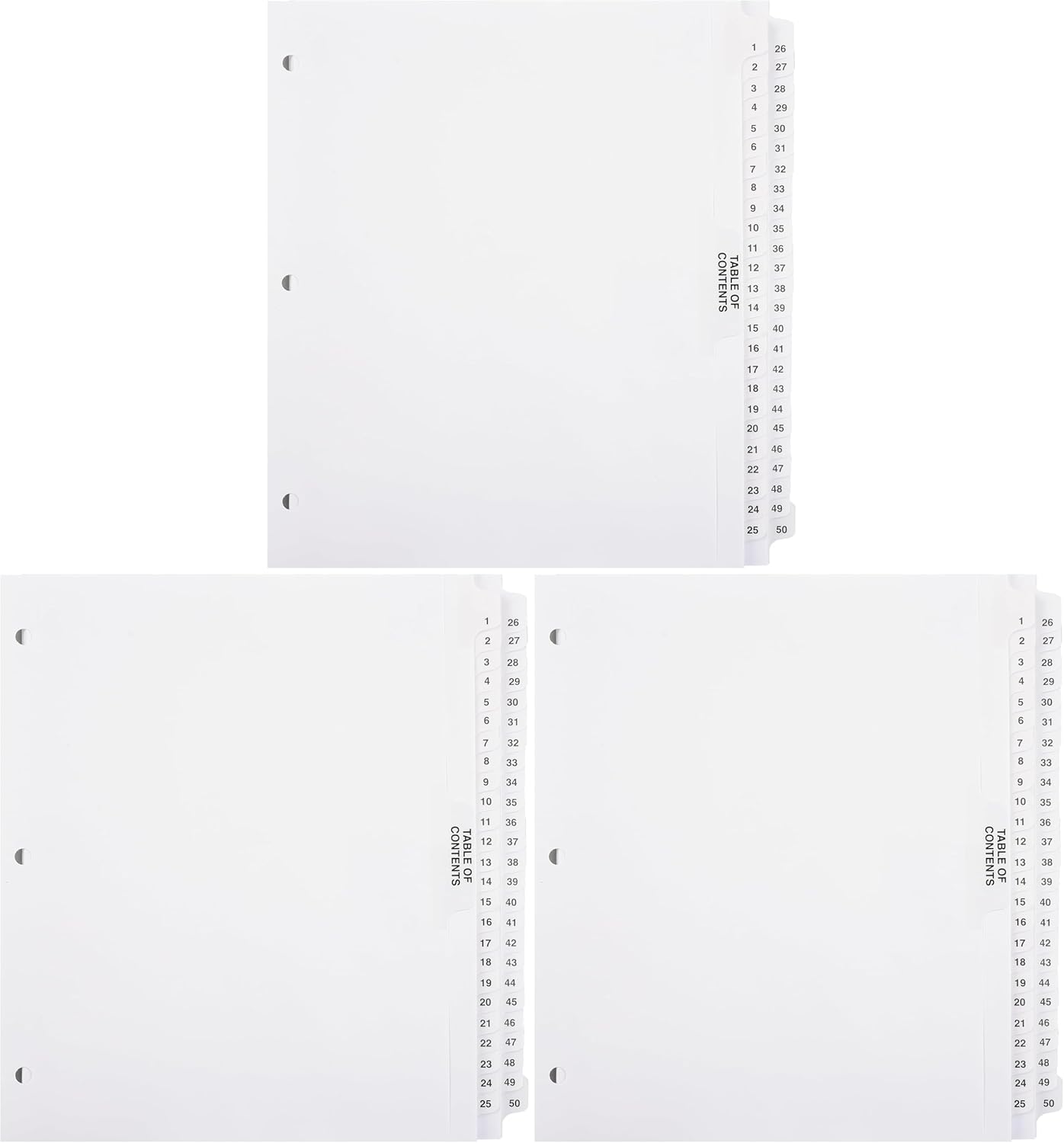 Exhibitindexes® Numbered Dividers 1-50 Punched - AVE Style Bold Tabs - Side Collated Exhibit Tabs - Made in The USA | Letter Size - 1-50 - Sets