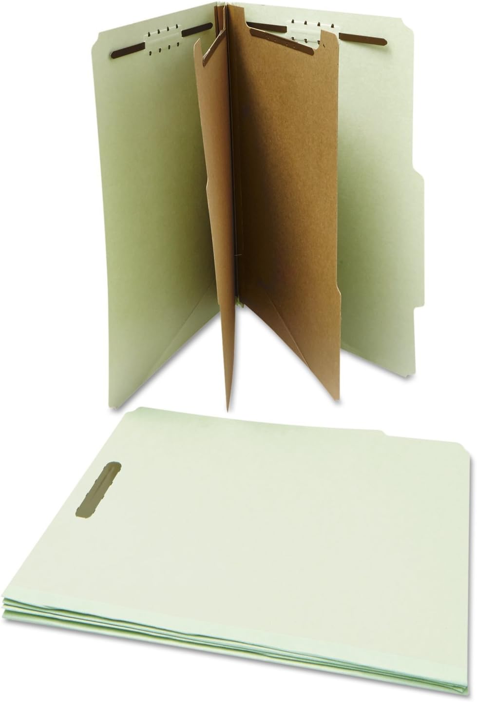 Universal Pressboard Classification Folder, Letter, Six-Section, Gray-Green, 10/Box (10273)