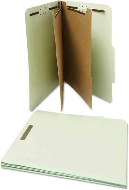 Universal Pressboard Classification Folder, Letter, Six-Section, Gray-Green, 10/Box (10273)