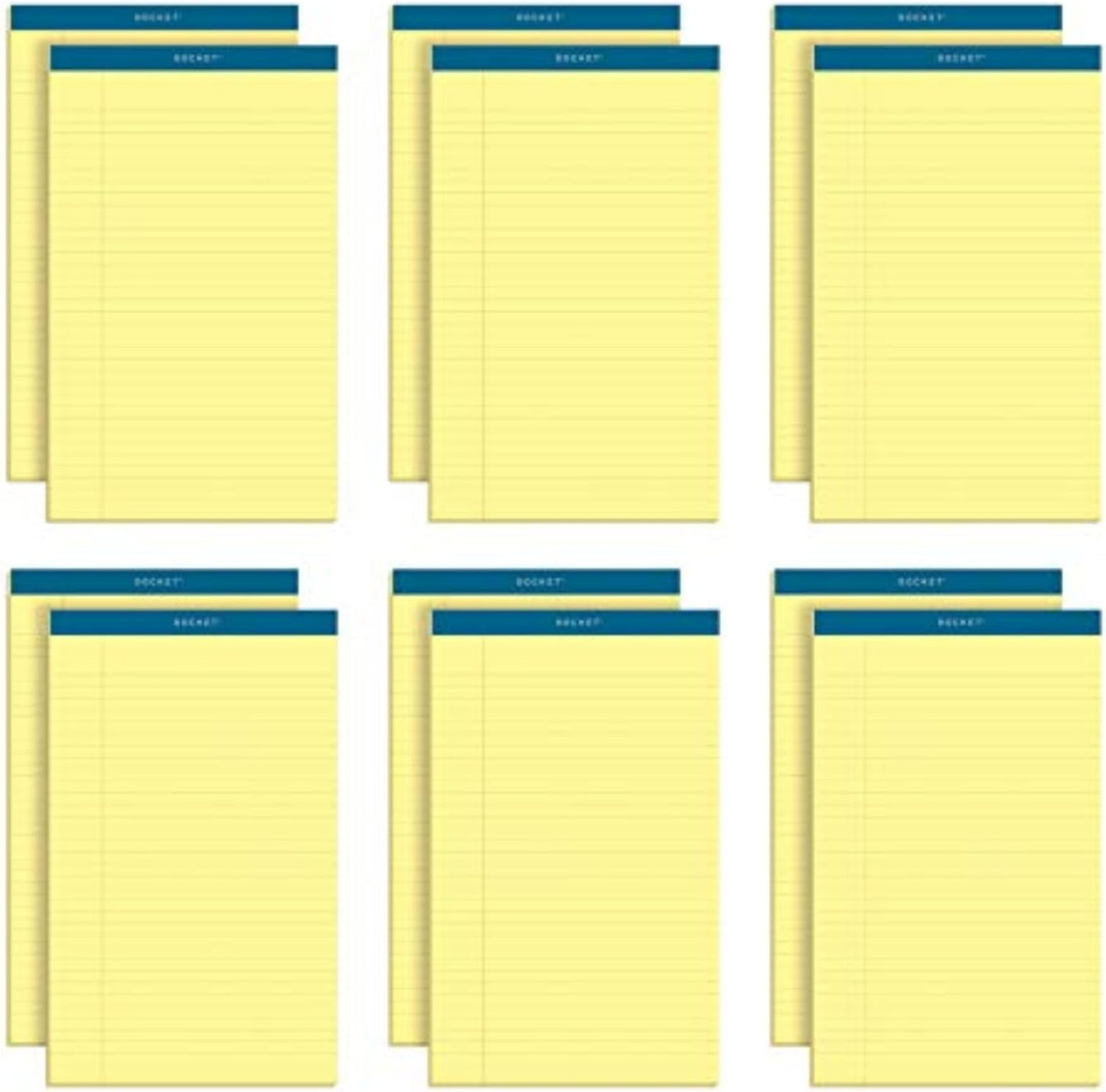 TOPS 5 x 8 Legal Pads, 12 Pack, Docket Brand, Narrow Ruled, Yellow Paper, 50 Sheets Per Writing Pad, Made in the USA (63350)
