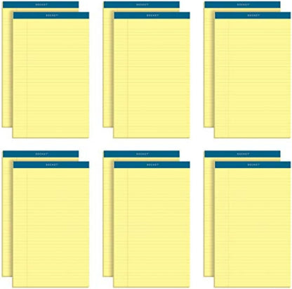 TOPS 5 x 8 Legal Pads, 12 Pack, Docket Brand, Narrow Ruled, Yellow Paper, 50 Sheets Per Writing Pad, Made in the USA (63350)