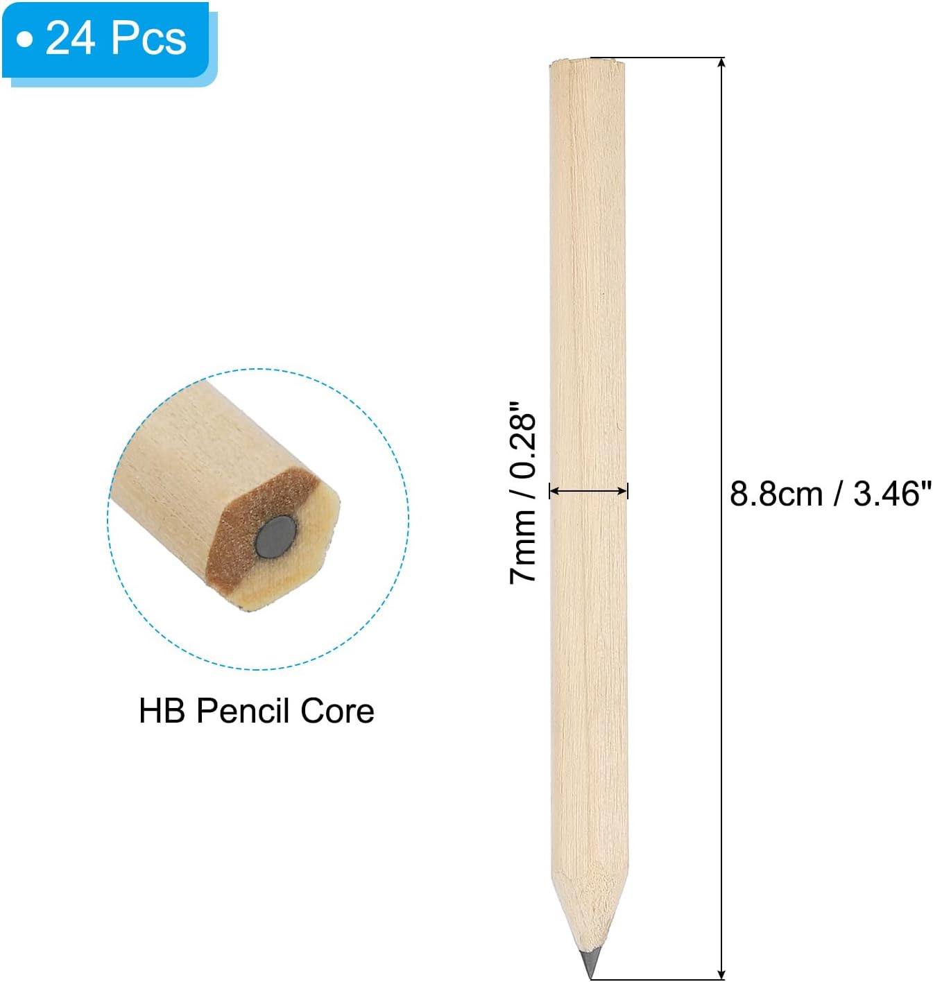 PATIKIL Half Golf Pencils Bulk, 24 Pack Pre-Sharpened Short Hexagon Wooden Pencils Mini HB Graphite Woodcase Pencil for Classroom Office Writing Supplies